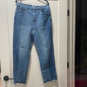 LOFT Two-Tone Blue Cropped Ankle Jeans